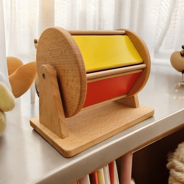 Tambour Rotatif Montessori - Jouet d'Éveil en Bois de hêtre - Biquette Biquette