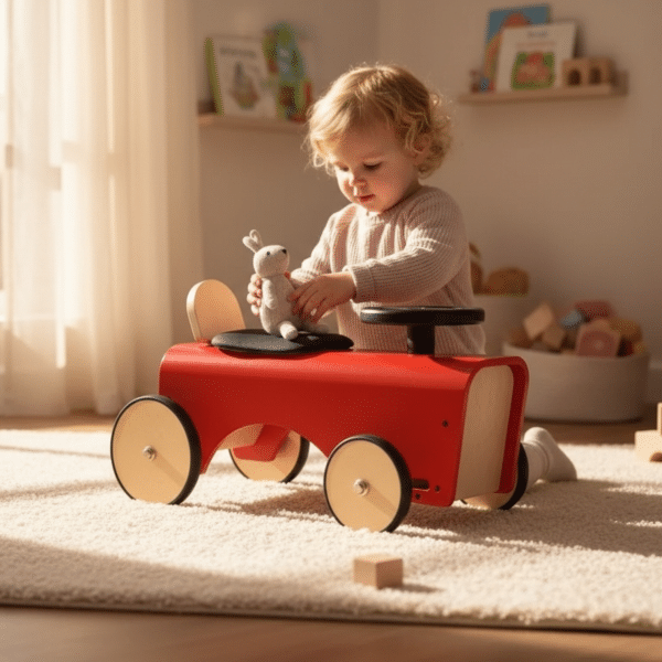 Véhicule porteur en bois - trotteur pour bébé - chariot de marche - Biquette Biquette