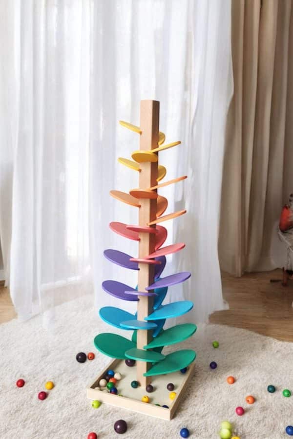 Arbre musical en bois - Cascade de boules colorées - Biquette Biquette