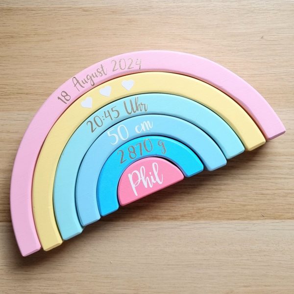 Arc-en-ciel en bois personnalisable - Un souvenir à chérir pendant des années - Biquette Biquette