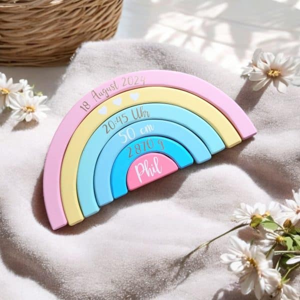 Arc-en-ciel en bois personnalisable - Un souvenir à chérir pendant des années - Biquette Biquette