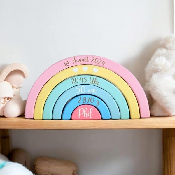 Arc-en-ciel en bois personnalisable - Un souvenir à chérir pendant des années - Biquette Biquette