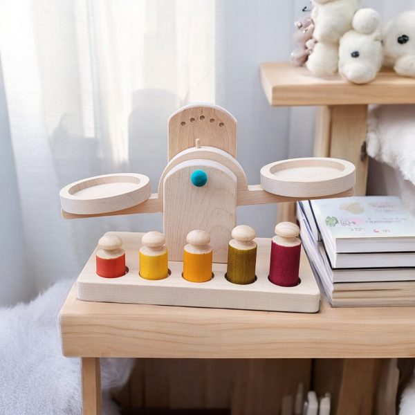 Balance poids en bois - jouet d'équilibre pour bébé - balance avec poids pour bébé