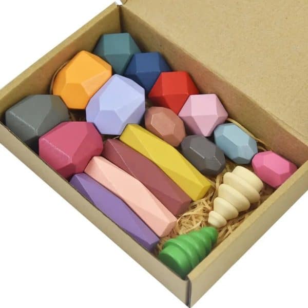 Blocs de construction en bois – Rochers d'équilibre colorés - Biquette Biquette