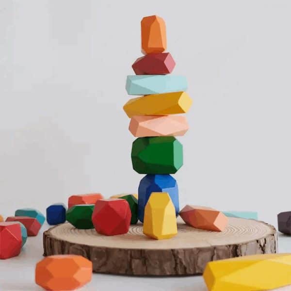 Blocs de construction en bois – Rochers d'équilibre colorés - Biquette Biquette