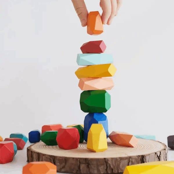 Blocs de construction en bois – Rochers d'équilibre colorés - Biquette Biquette