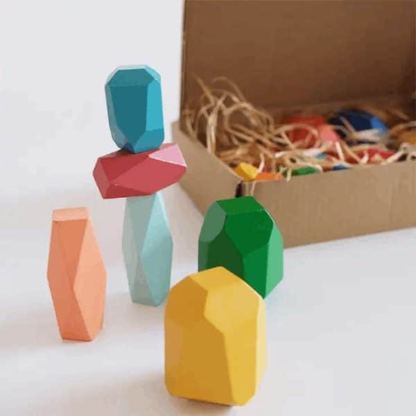 Blocs de construction en bois – Rochers d'équilibre colorés - Biquette Biquette