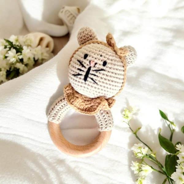 Hochet amigurumis - Hochet crochet animaux - Collection animaux de compagnie - Biquette Biquette