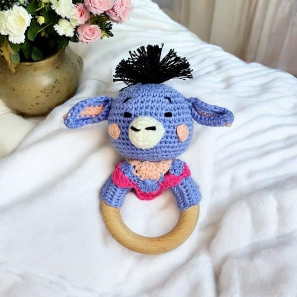 Hochet amigurumis - Le Premier Ami Doux de Votre Bébé - Collection animaux de la ferme - Biquette Biquette