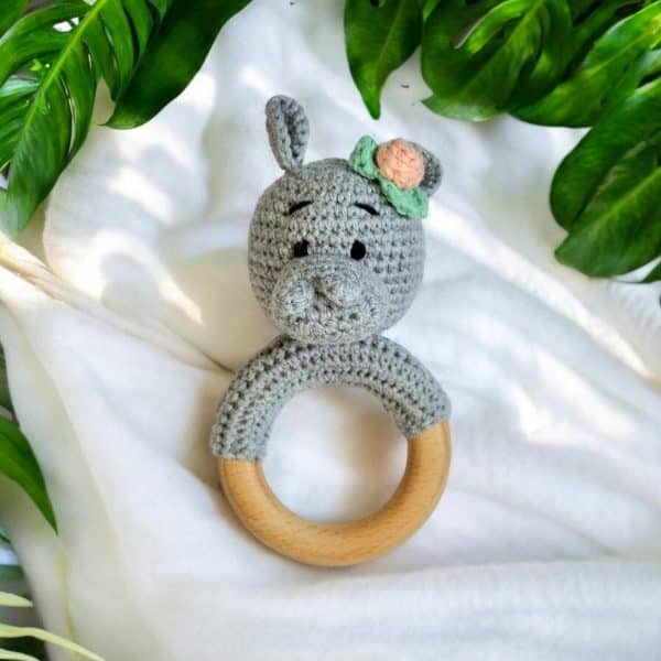 Hochet amigurumis - Le Premier Ami Doux de Votre Bébé - Collection animaux exotiques - Biquette Biquette