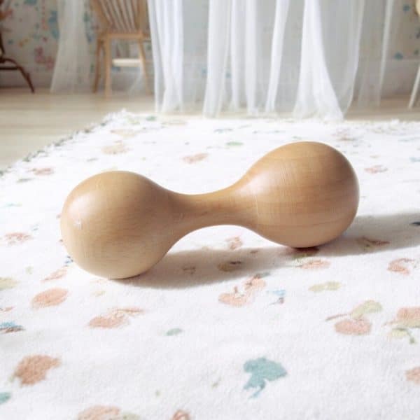 Hochet personnalisé en bois -Maracas double - Biquette Biquette