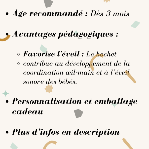 Hochet personnalisé en bois -Maracas double - Biquette Biquette