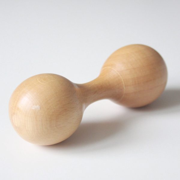 Hochet personnalisé en bois -Maracas double - Biquette Biquette