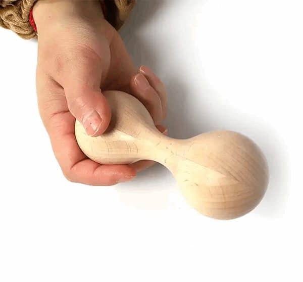 Hochet personnalisé en bois -Maracas double - Biquette Biquette