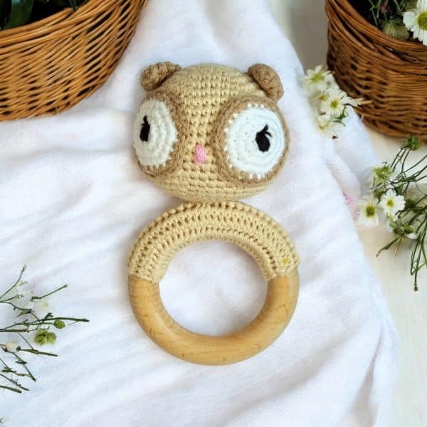 Hochets Hochet amigurumis - Le Premier Ami Doux de Votre Bébé - Collection animaux de la forêt - Biquette Biquette