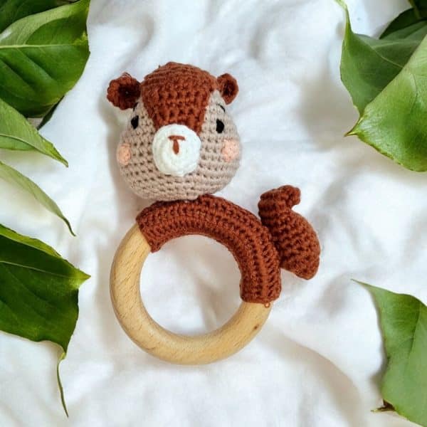 Hochets Hochet amigurumis - Le Premier Ami Doux de Votre Bébé - Collection animaux de la forêt - Biquette Biquette