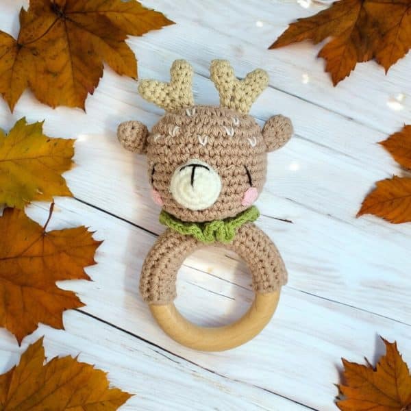 Hochets Hochet amigurumis - Le Premier Ami Doux de Votre Bébé - Collection animaux de la forêt - Biquette Biquette
