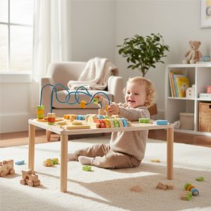 Table d'éveil en bois - station d'activités montessori