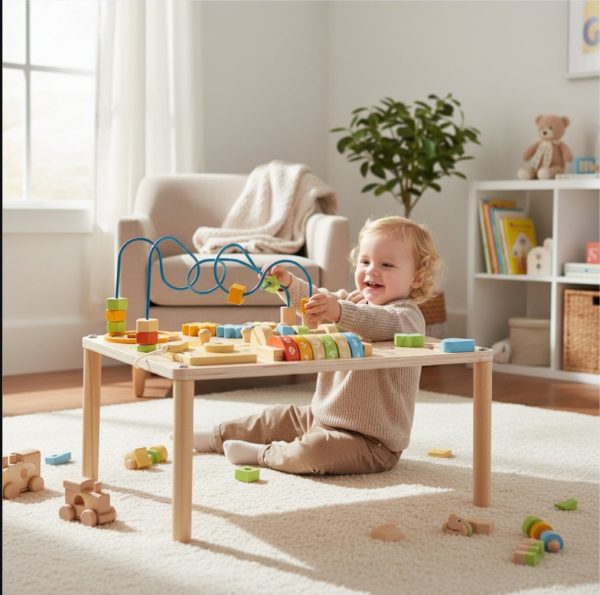 La table d'éveil à hauteur de bébé