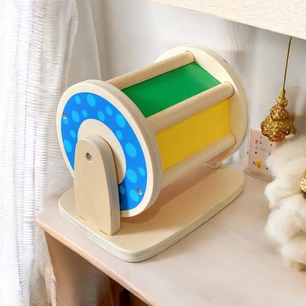 Tambour Rotatif Montessori - Jouet d'Éveil en Bois - Biquette Biquette