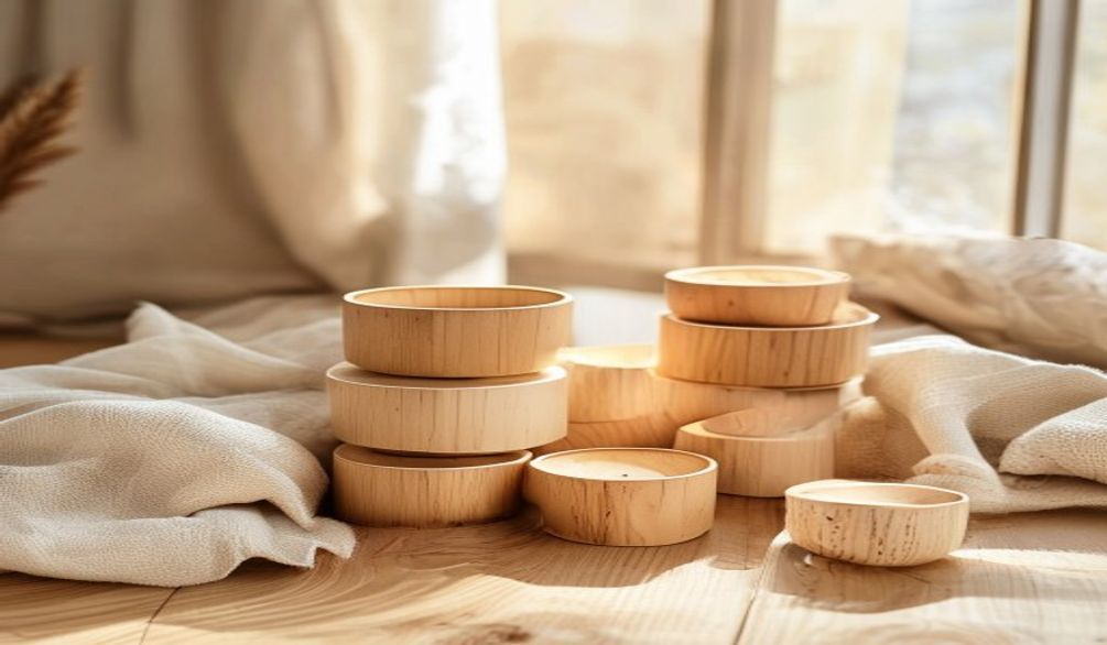 Gobelets empilables en bois : le premier vrai jouet Montessori a portee d&rsquo;un bebe de 6 mois