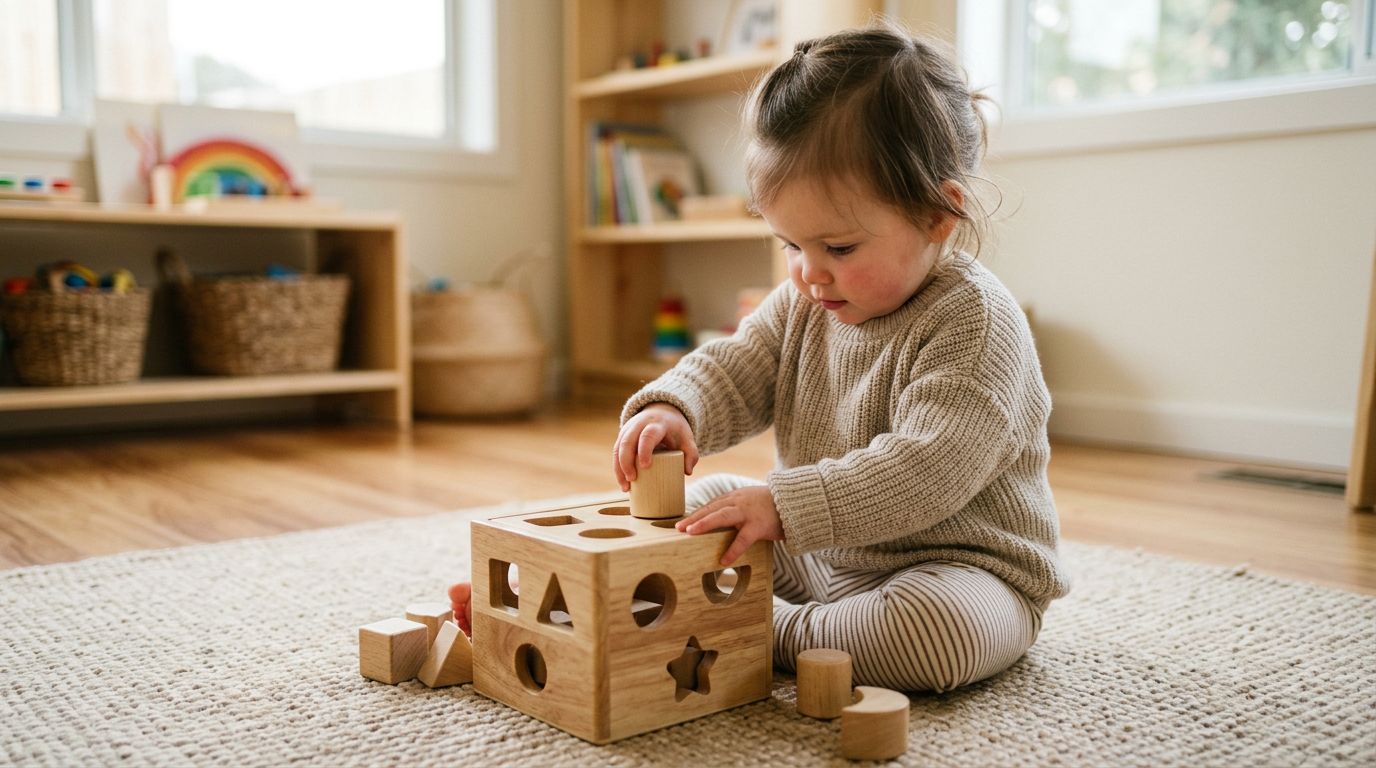 Boîte à forme Montessori : à quel âge bébé y arrive vraiment